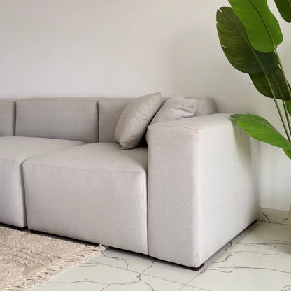 Sofa - L Shape - Beige - Natural Wood - 320 x180x 90 cm