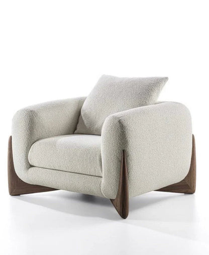 Armchair - Oak Wood - Linen- Off White - 100x85x70 cm - Cataloug