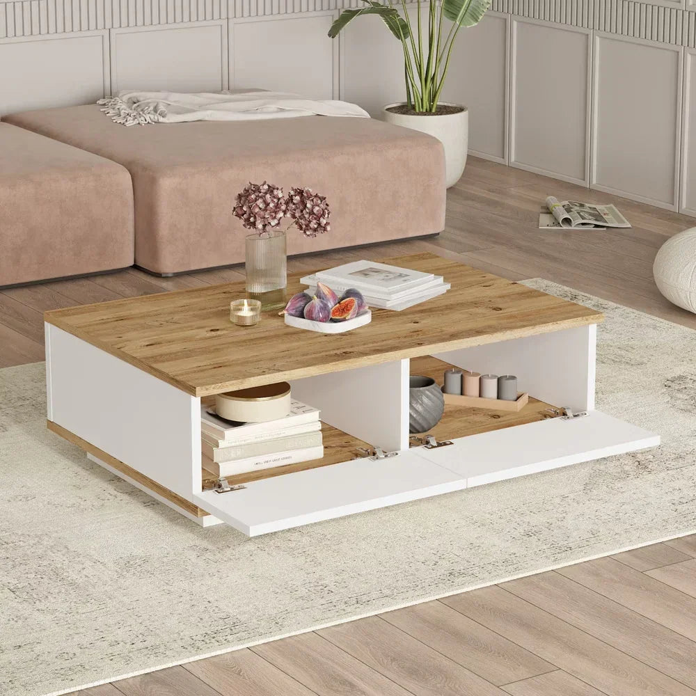 Bundle (TV Unit & Coffee Table) - MDF Wood - White & Beige - Cataloug