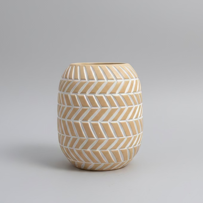 Large Vase - 3 pieces - White & Beige - Multi Size