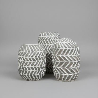 Large Vase - 3 pieces - White & Beige - Multi Size