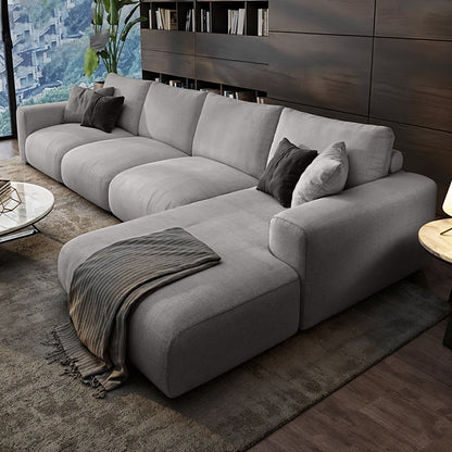 Sofa L Shape & Free Chandelier - Beech Wood - Linen Fabric - Multi Color - 350x180x90x75 cm