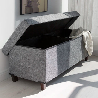 Banquette ( Storage ) - MDF Wood - Gray - Linen - 110x40x42 cm