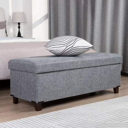 Banquette ( Storage ) - MDF Wood - Gray - Linen - 110x40x42 cm