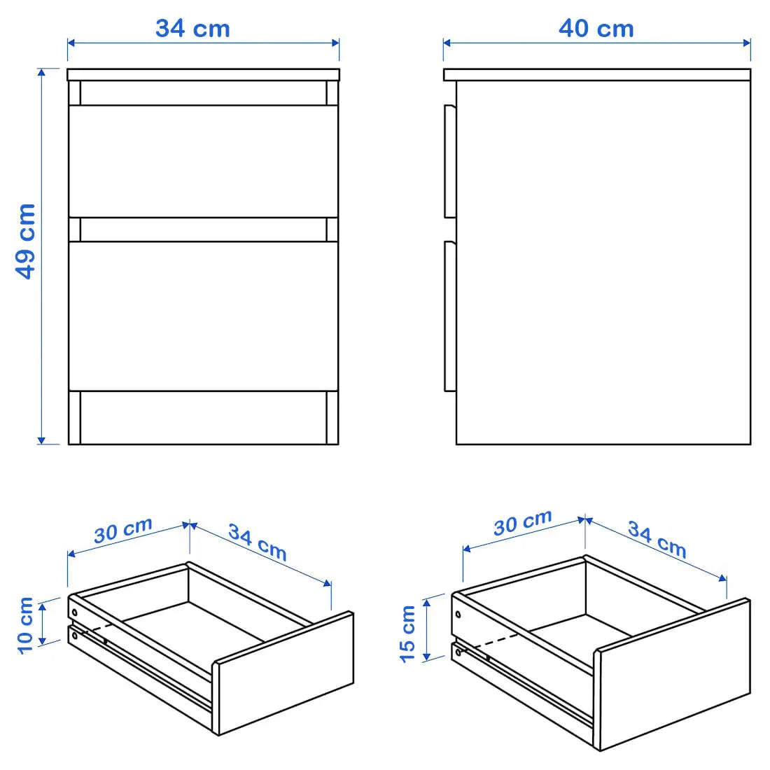 Commode - MDF Wood - Grey - 40x35x49 cm - Cataloug