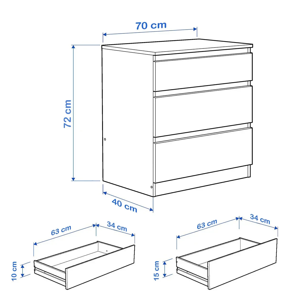 Drawer Unit - MDF Wood - Beige - 70x40x72 cm - Cataloug