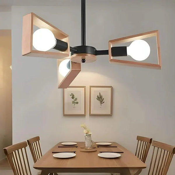 Chandelier - Metal & MDF - Black - 40×50×40 cm