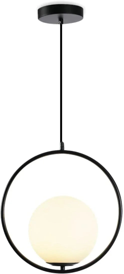 Ceiling Lamp - Metal & Glass - Black - 50×25×50 cm