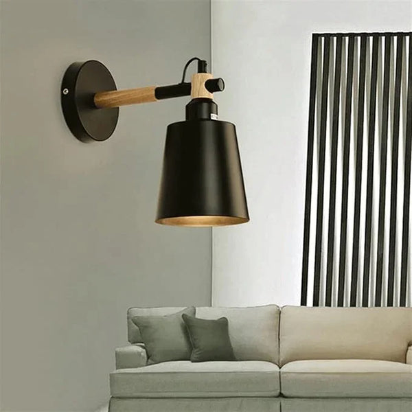 Wall Lamp - Metal & MDF - Black - 30×20×30 cm
