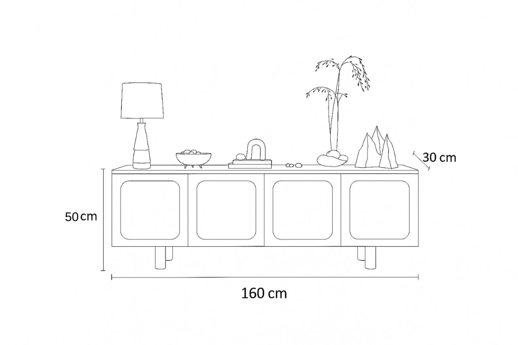 Buffet - MDF Wood - Grey - 160x30x50 cm - Cataloug