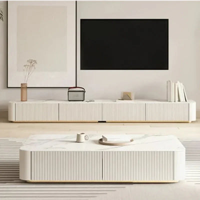 Bundle (TV Unit & Coffee Table) - MDF Wood - White - Cataloug