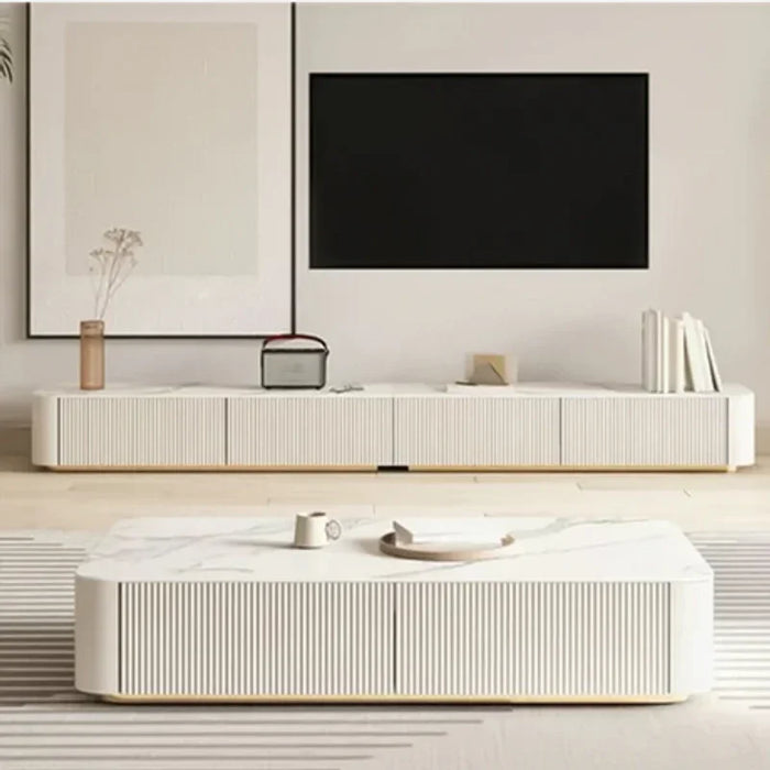 Bundle (TV Unit & Coffee Table) - MDF Wood - White - Cataloug