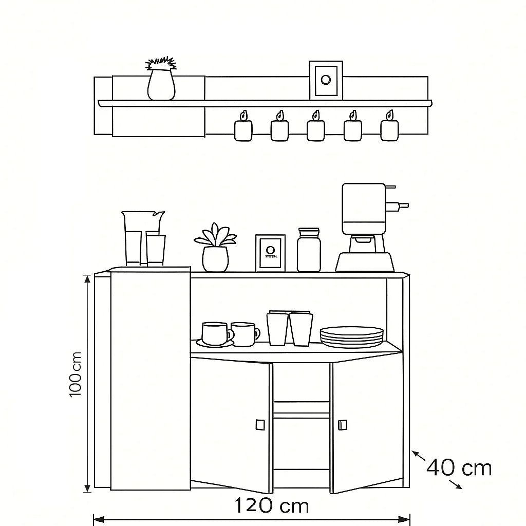 Coffee Corner - MDF - Multi Color - 120x40x100 - Cataloug