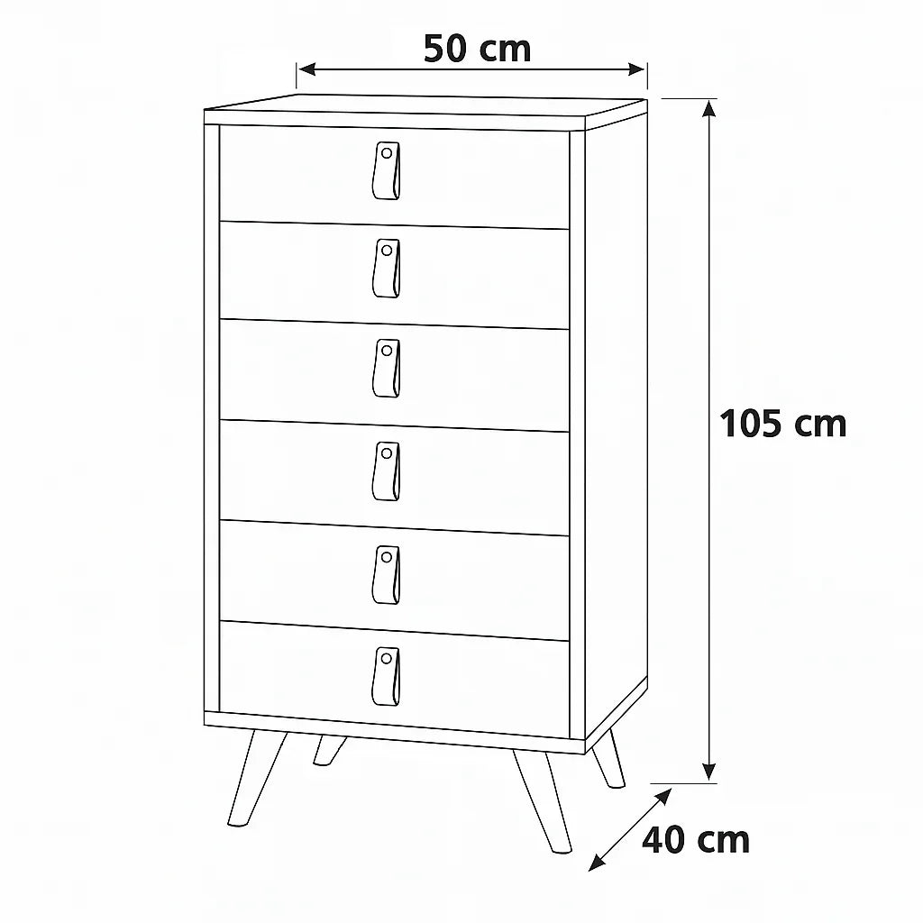 Drawers Unit - MDF - White & Beige - 50x40x105 - Cataloug