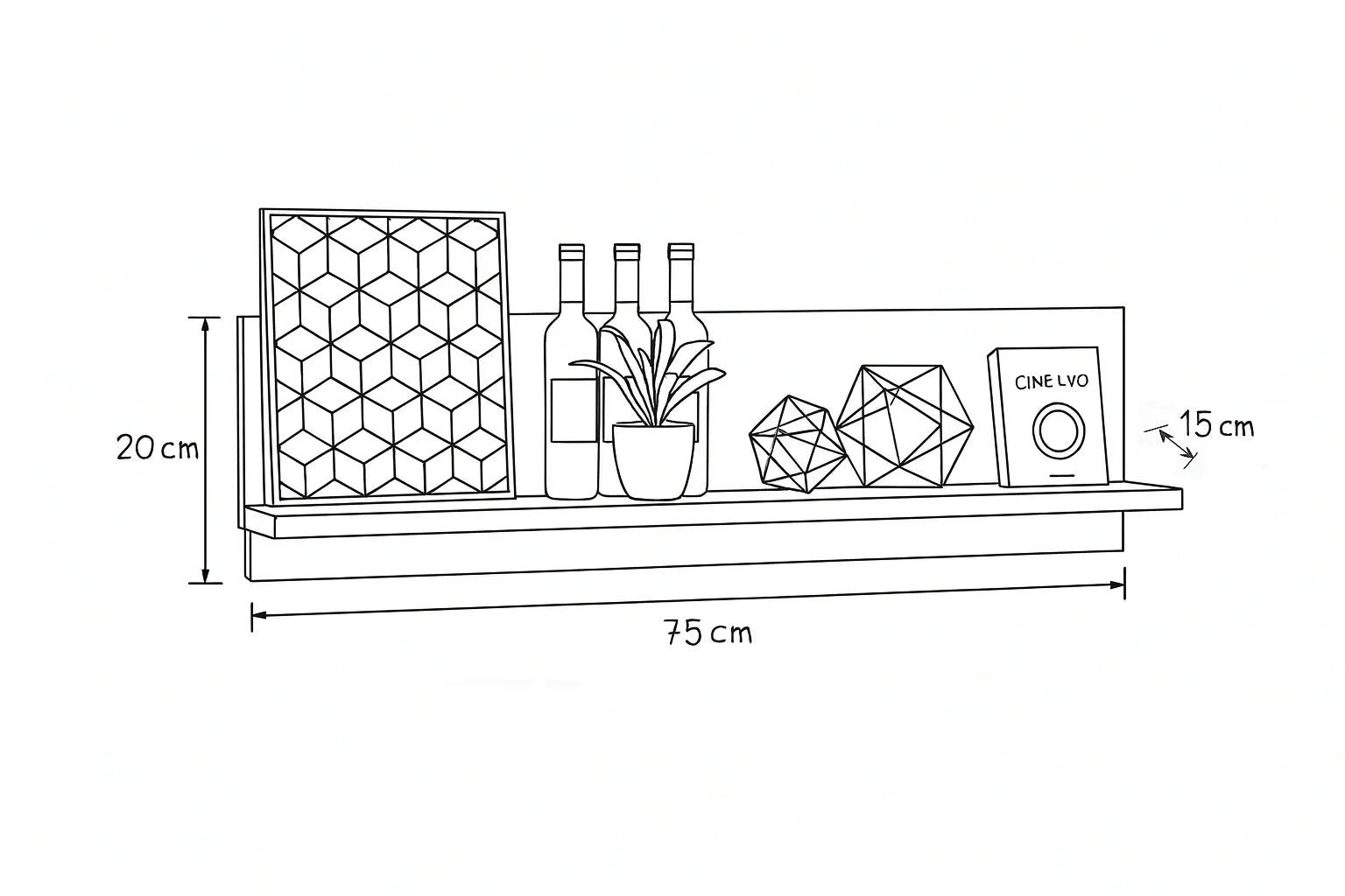 Shelf - MDF - Brown - 15x75x20 - Cataloug