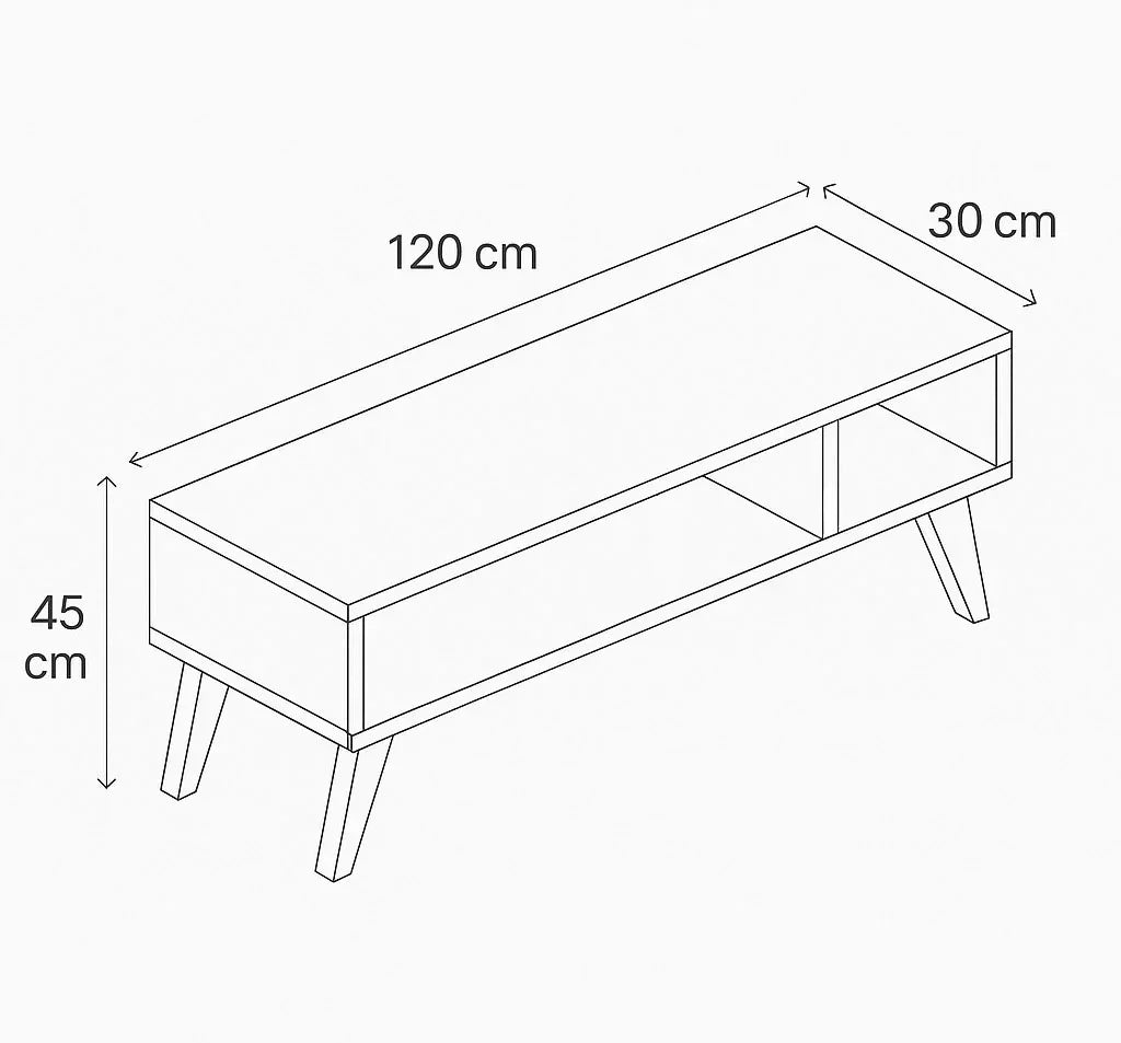 TV Unit - MDF Wood - White - 120x30x45 cm - Cataloug