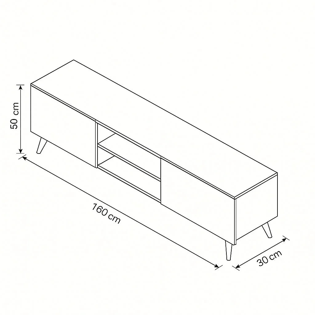 TV Unit - MDF Wood - White -160x30x50 cm - Cataloug