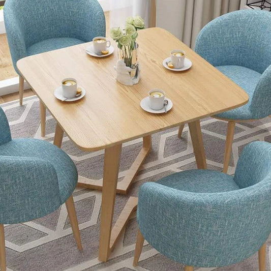 Dining table without chairs - Beech wood & MDF wood - Beige - 100x100x77 cm