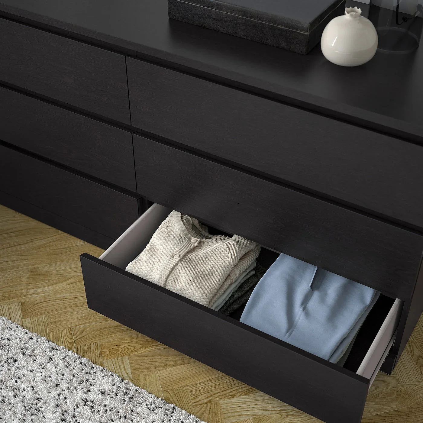 Drawer Unit - MDF Wood - Black - 156x45x78 cm - Cataloug