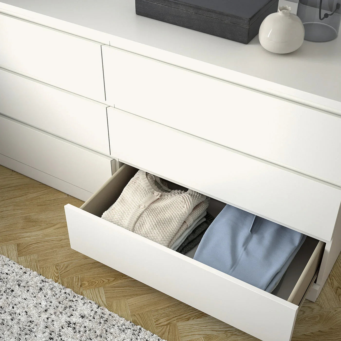 Drawer Unit - MDF Wood - White - 156x45x78 cm - Cataloug