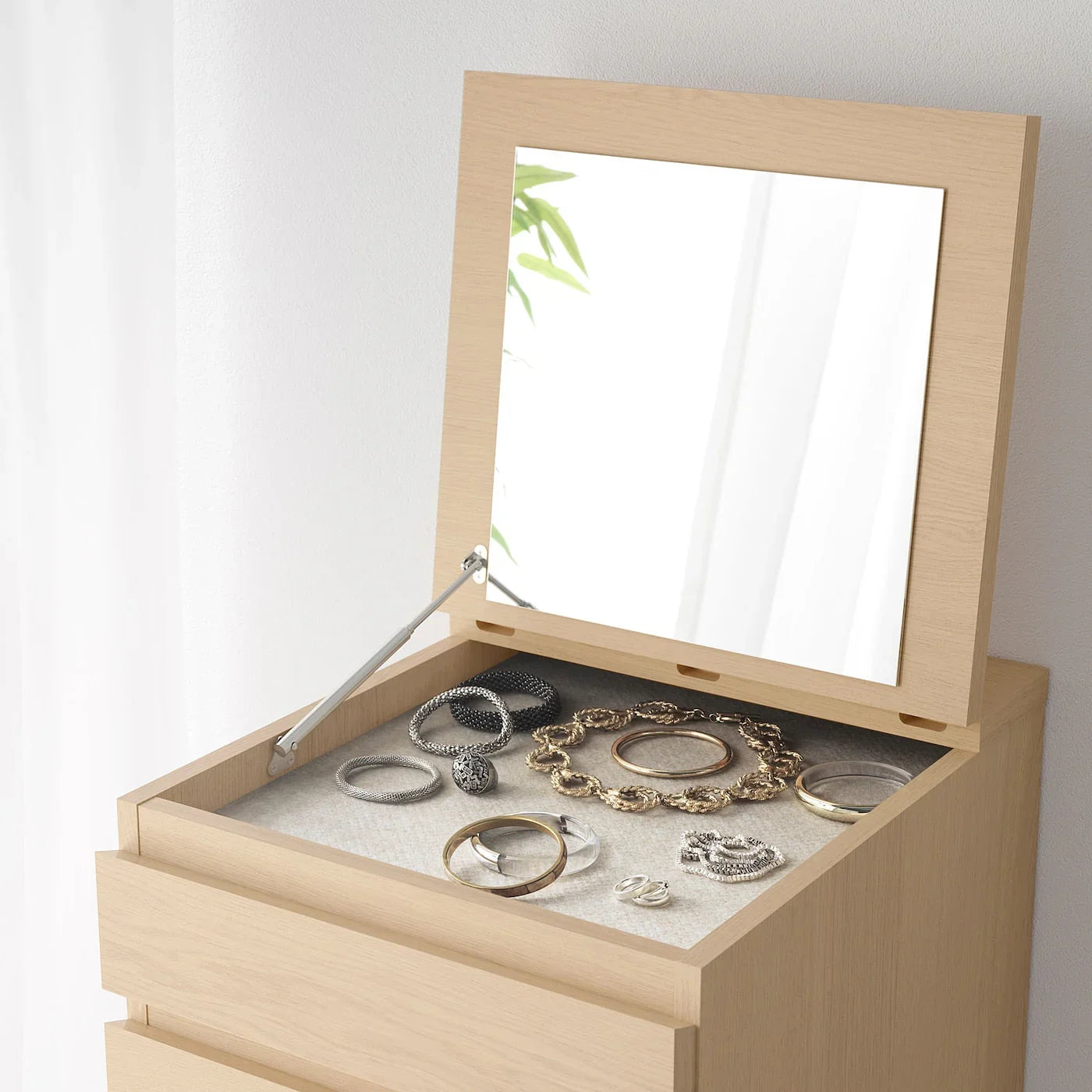 Drawer Unit with Mirror - MDF Wood - Beige - 45x40x123 cm - Cataloug
