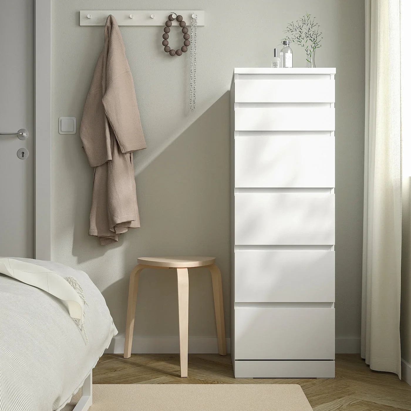 Drawer Unit with Mirror - MDF Wood - White - 45x40x123 cm - Cataloug