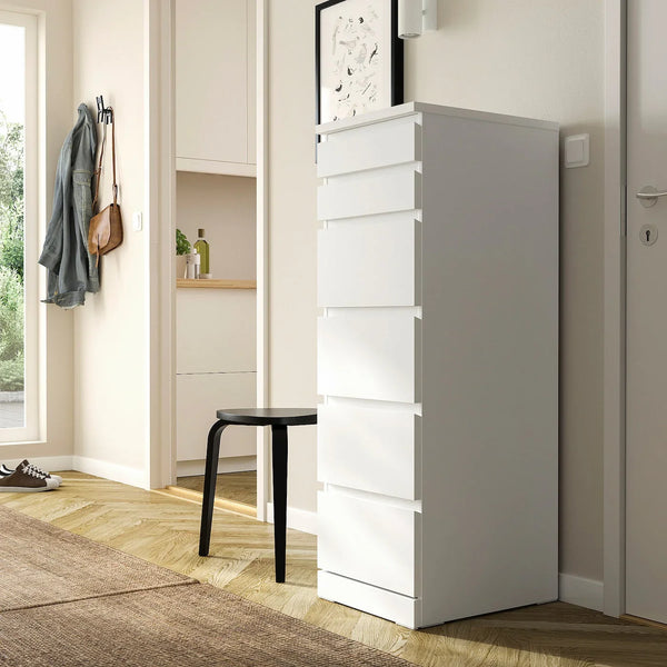 Drawer Unit with Mirror - MDF Wood - White - 45x40x123 cm - Cataloug