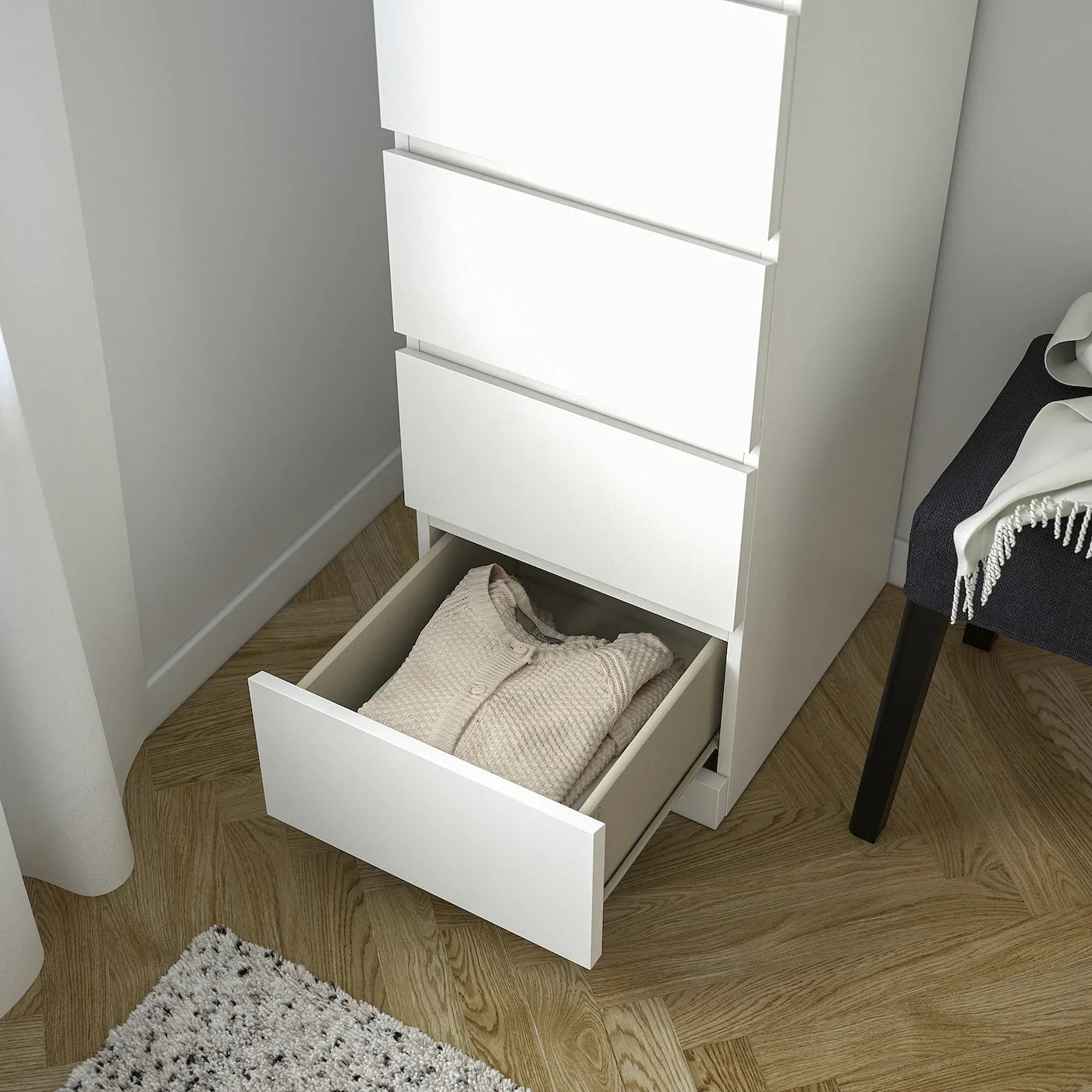 Drawer Unit with Mirror - MDF Wood - White - 45x40x123 cm - Cataloug