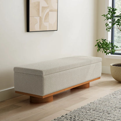 بانكيت (مع وحدة تخزين) - خشب ام دي اف - متعدد الألوان - كتان - 154×50×49 سم