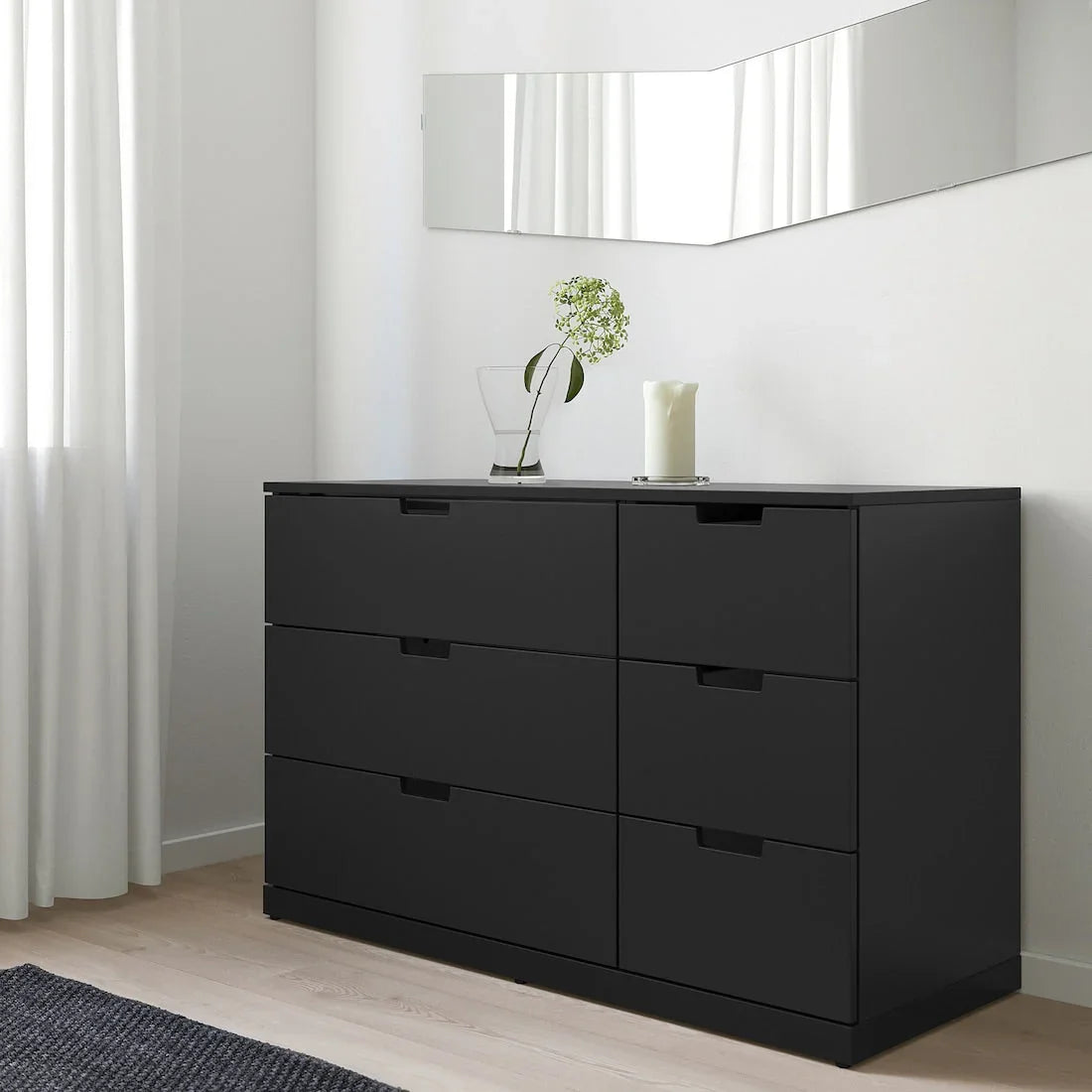 Drawer Unit - MDF Wood - Black - 117x42x76 cm - Cataloug