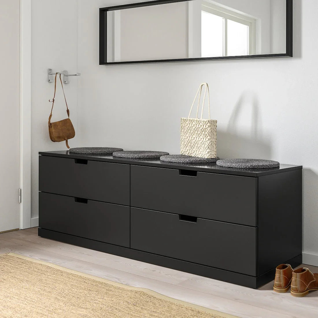 Drawer Unit - MDF Wood - Black - 156x42x54 cm - Cataloug