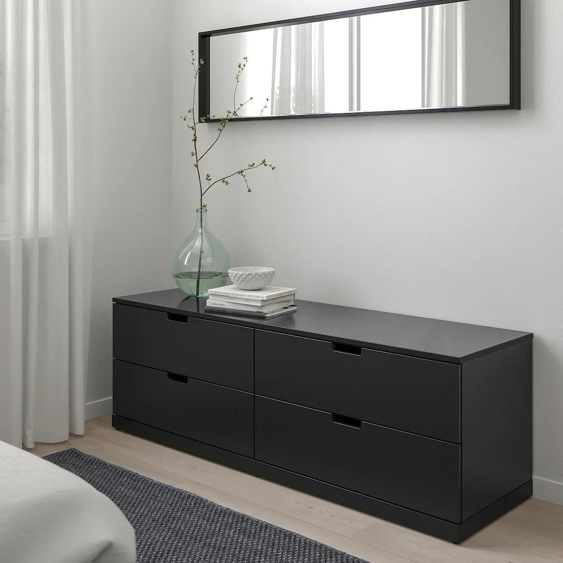 Drawer Unit - MDF Wood - Black - 156x42x54 cm - Cataloug