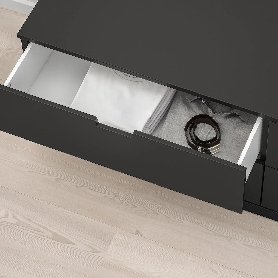 Drawer Unit - MDF Wood - Black - 156x42x54 cm - Cataloug