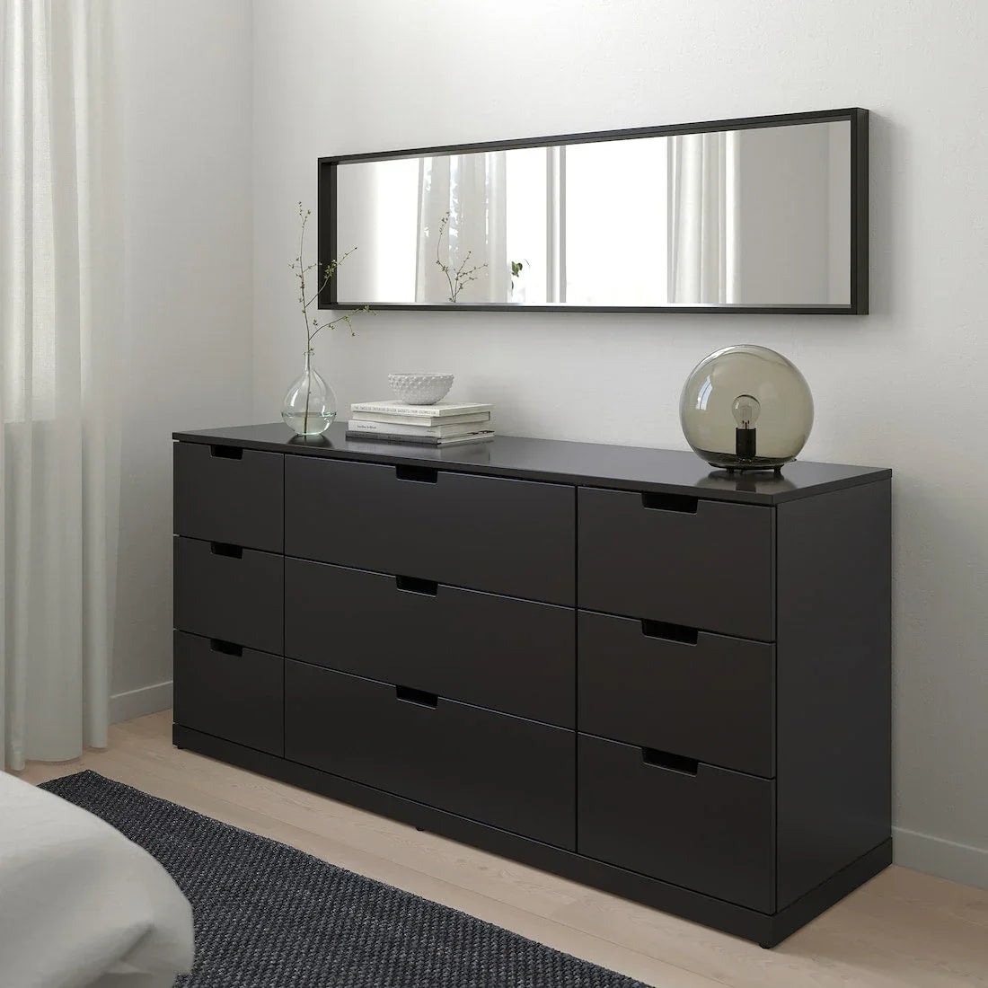 Drawer Unit - MDF Wood - Black - 156x42x76 cm - Cataloug