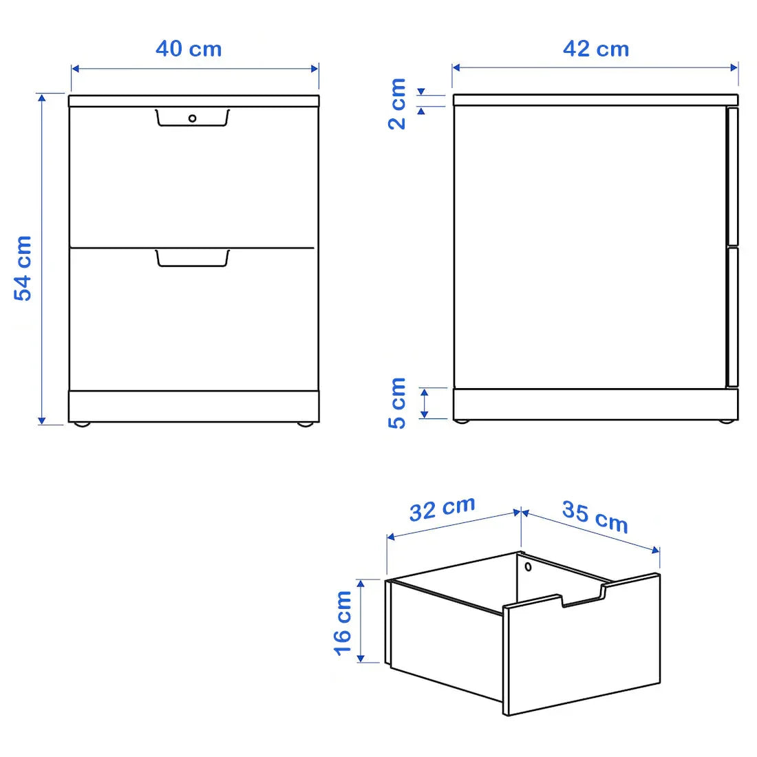 Commode - MDF Wood - White - 40x42x54 cm - Cataloug