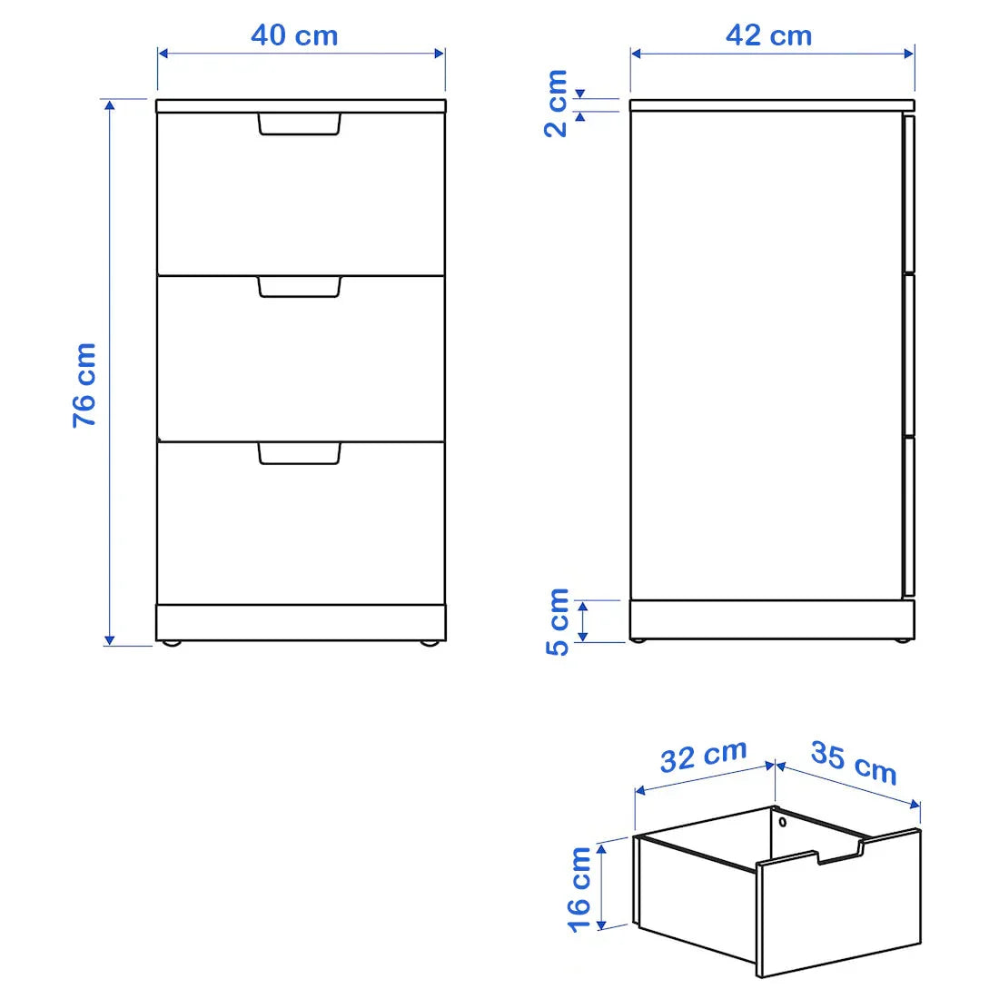 Drawer Unit - MDF Wood - Black - 42x40x79 cm - Cataloug
