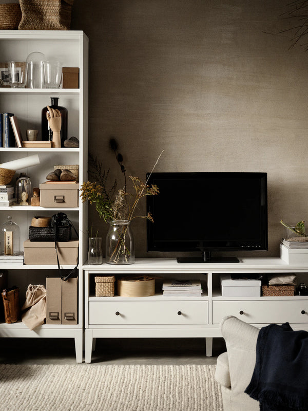 BookCase - MDF Wood - White - 246x40x 211 cm