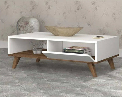 Coffee table - MDF - White & Brown - 120x60x40 - Cataloug