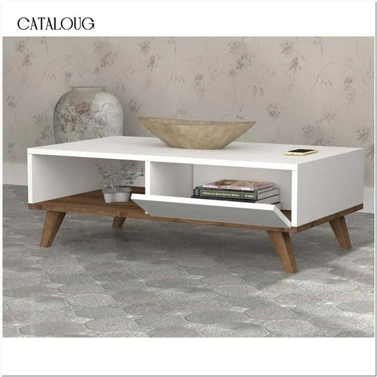 Coffee table - MDF - White & Brown - 120x60x40 - Cataloug
