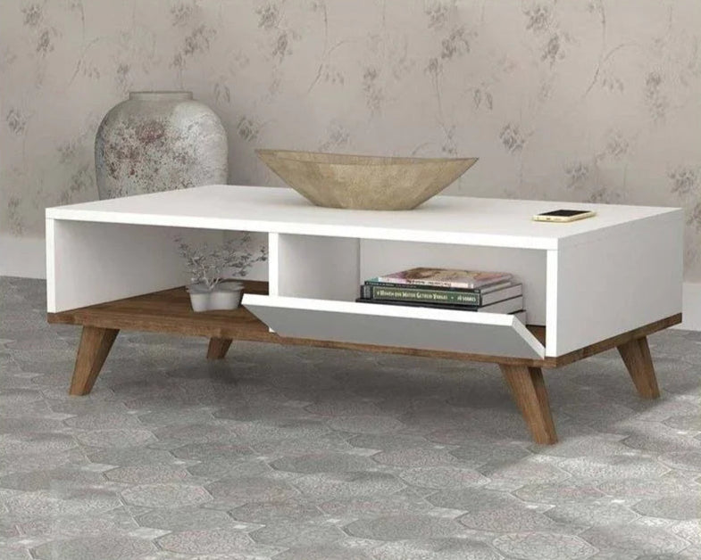 Coffee table - MDF - White & Brown - 120x60x40 - Cataloug
