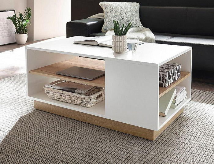 Coffee Table - MDF - White & Beige - 90x50x45 - Cataloug