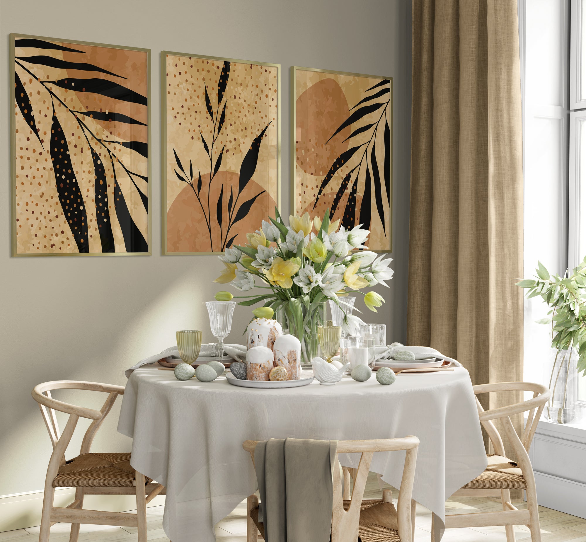 Tableau Set - Multi Color - 3 Pieces - 60x120 cm