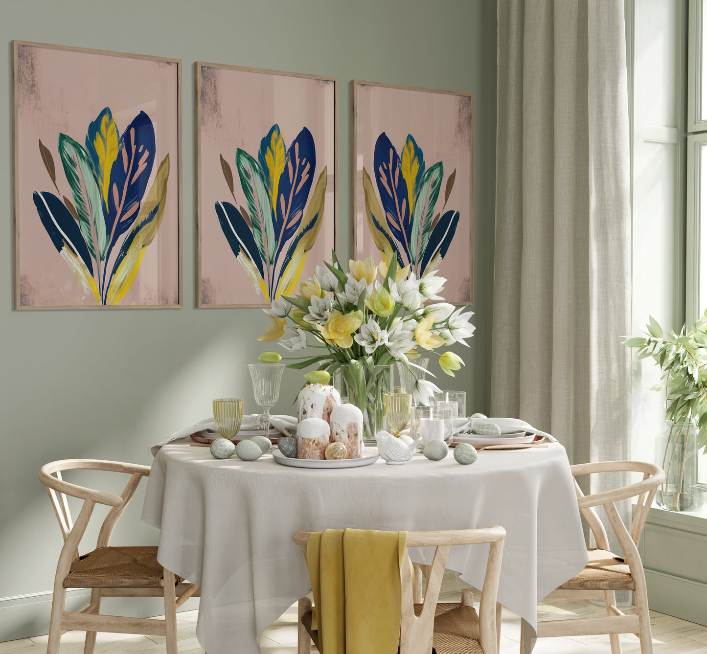 مجموعة تابلوه - متعدد الألوان - 3 قطع - 60×120 سم