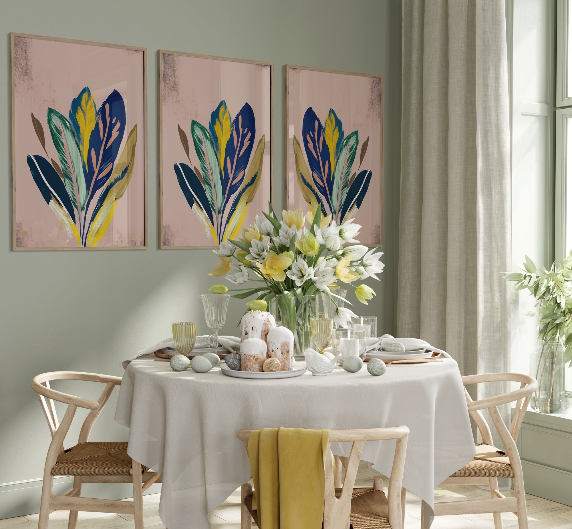 مجموعة تابلوه - متعدد الألوان - 3 قطع - 60×120 سم