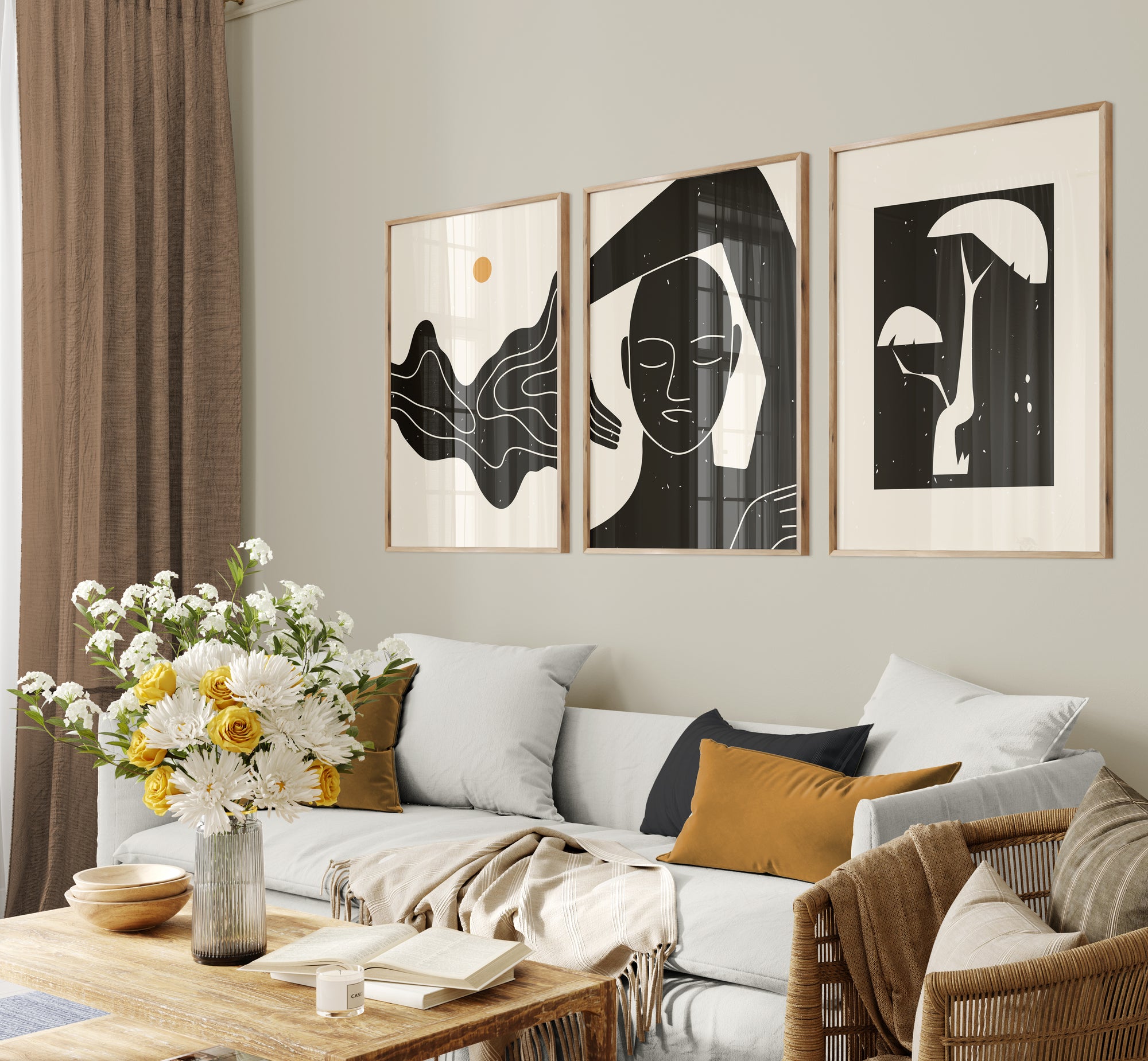 Tableau Set - Multi Color - 3 Pieces - 60x120cm