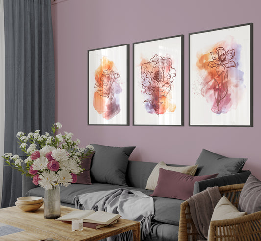 Tableau Set - Multi Color - 3 Pieces - 60x120cm