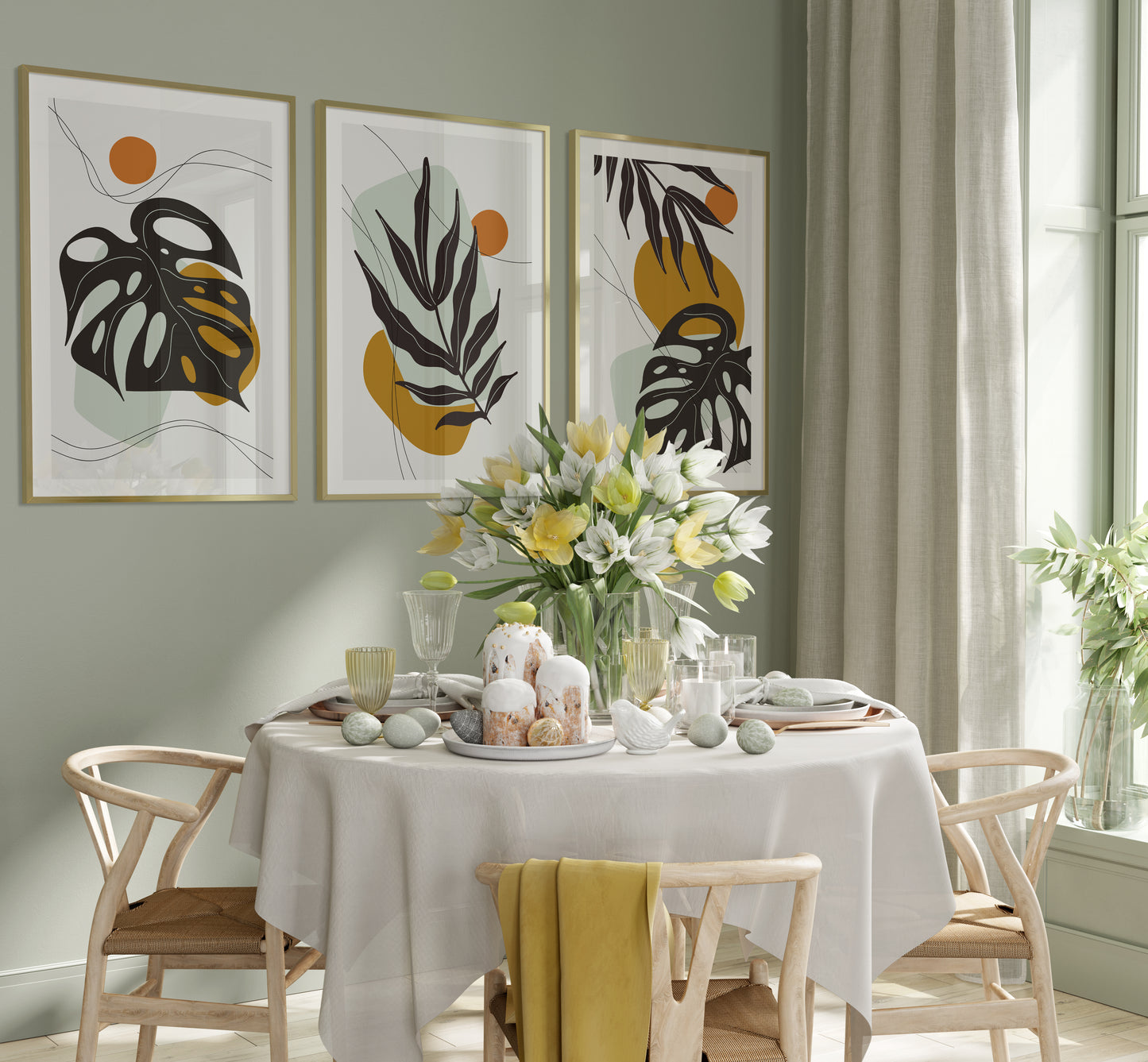 مجموعة تابلوه - متعدد الألوان - 3 قطع - 60×120 سم