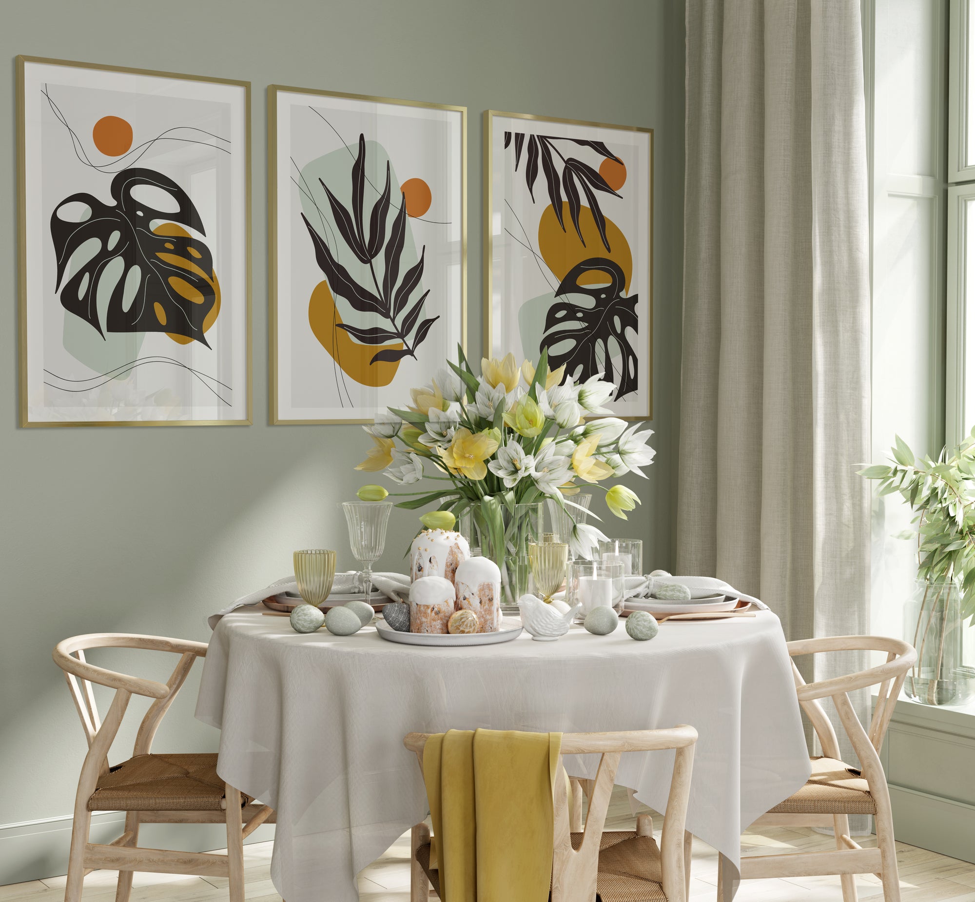 مجموعة تابلوه - متعدد الألوان - 3 قطع - 60×120 سم