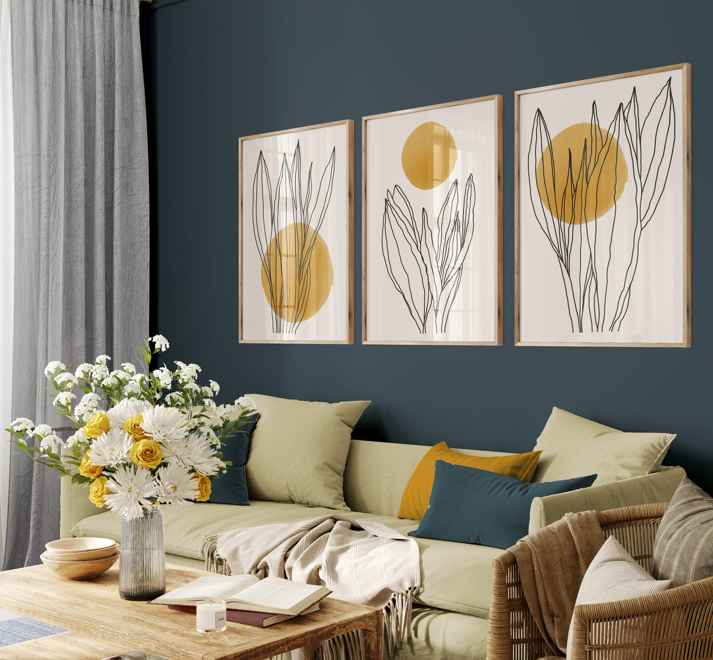 Tableau Set - Multi Color - 3 Pieces - 60x120cm