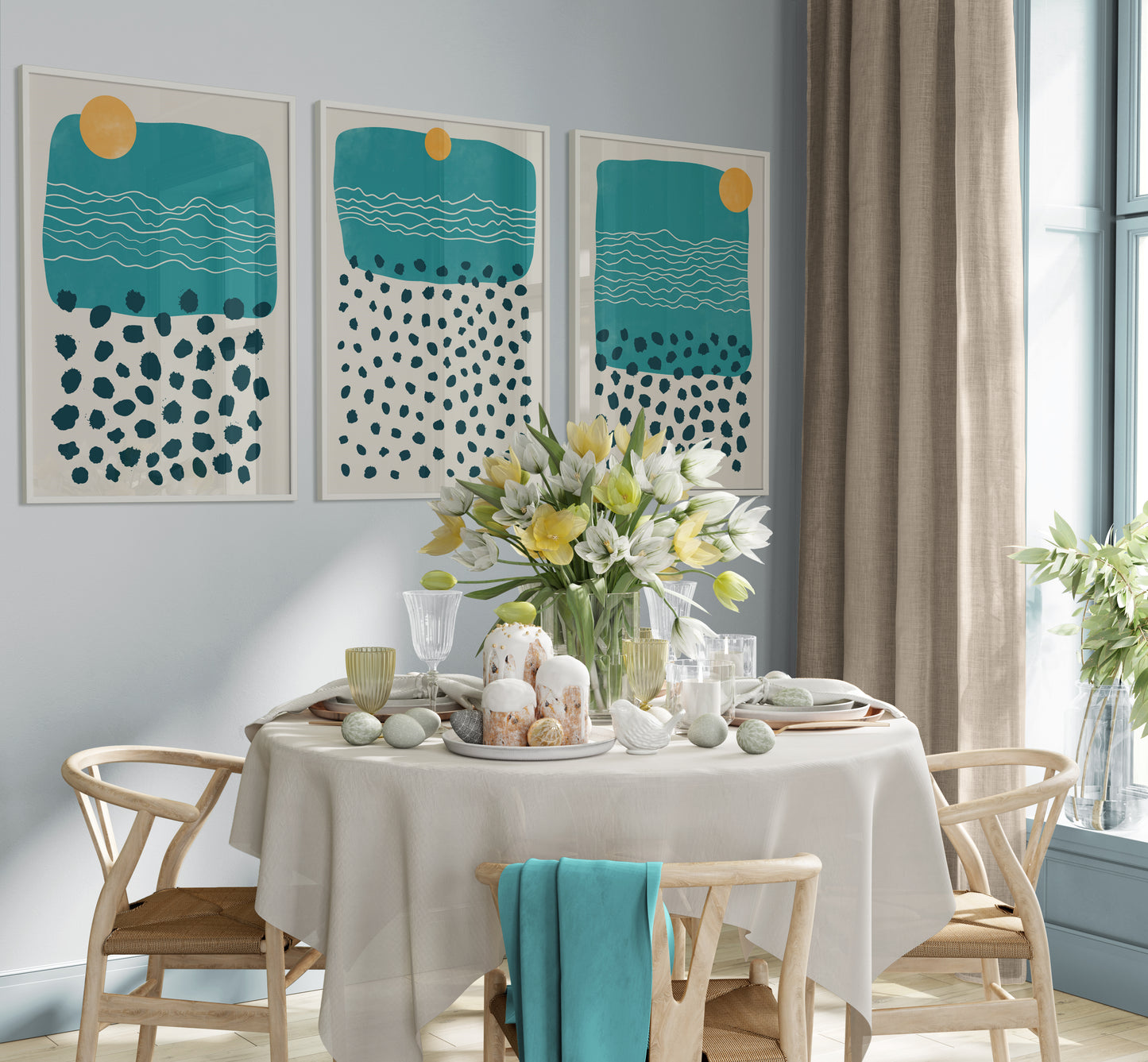 Tableau Set - Multi Color - 3 Pieces - 60x120cm